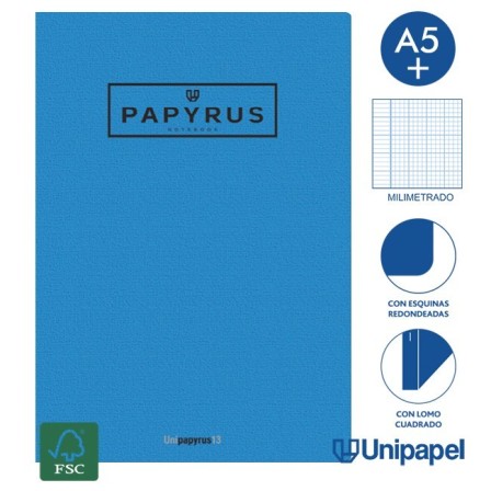 LIBRETAS GRAPA TAPA GOFRADA UNIPAPYRUS13 - A5+ - 48H - MILIMETRADO - 90G - COLORES SURTIDOS