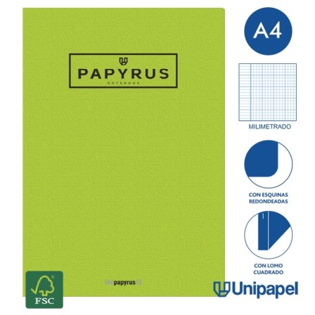 LIBRETAS GRAPA TAPA GOFRADA UNIPAPYRUS13 - A4 - 48H - MILIMETRADO - 90G - COLORES SURTIDOS