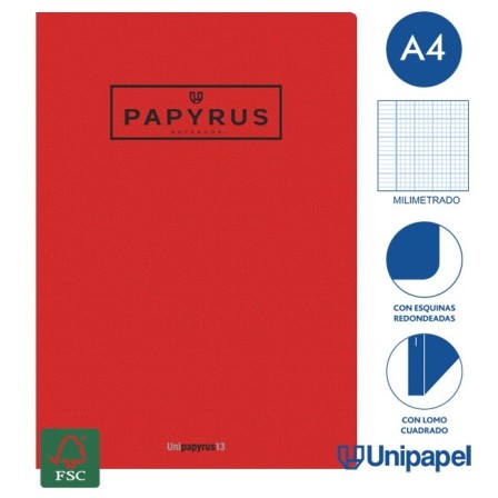 LIBRETAS GRAPA TAPA GOFRADA UNIPAPYRUS13 - A4 - 48H - MILIMETRADO - 90G - COLORES SURTIDOS