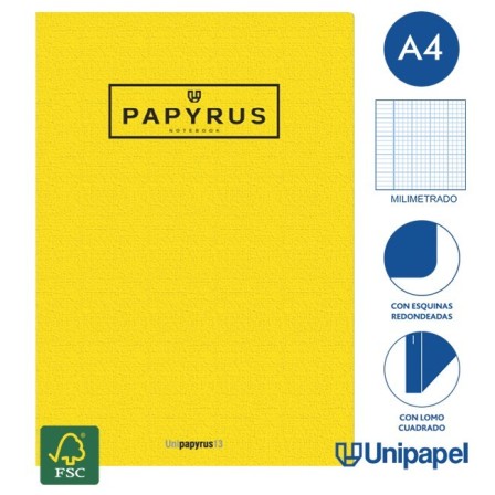 LIBRETAS GRAPA TAPA GOFRADA UNIPAPYRUS13 - A4 - 48H - MILIMETRADO - 90G - COLORES SURTIDOS