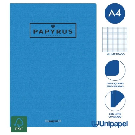LIBRETAS GRAPA TAPA GOFRADA UNIPAPYRUS13 - A4 - 48H - MILIMETRADO - 90G - COLORES SURTIDOS