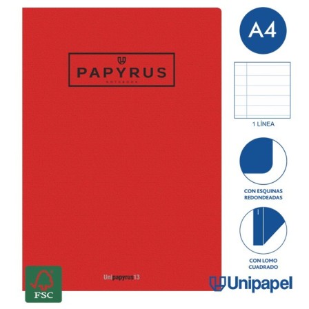 LIBRETAS GRAPA TAPA GOFRADA UNIPAPYRUS13 - A4 - 48H - CUADRICULA 4X4 - 90G - COLORES SURTIDOS
