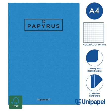 LIBRETAS GRAPA TAPA GOFRADA UNIPAPYRUS13 - A4 - 48H - CUADRICULA 4X4 - 90G - COLORES SURTIDOS