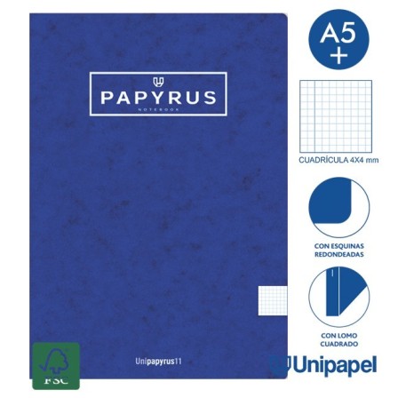 LIBRETAS GRAPA TAPA BLANDA UNIPAPYRUS11 - A5+ - 48H - CUADRÍCULA 4X4 - 90G - COLORES SURTIDOS