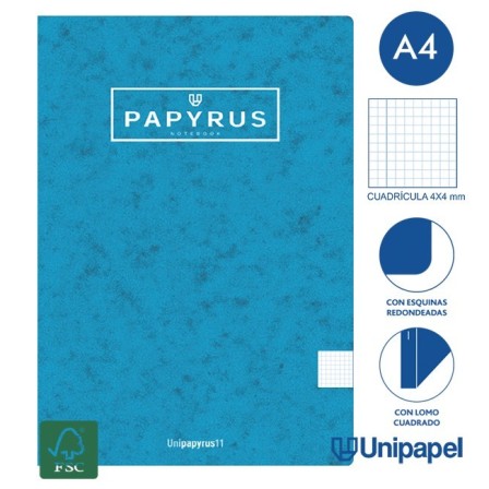 LIBRETAS GRAPA TAPA BLANDA UNIPAPYRUS11 - A4 - 48H - CUADRÍCULA 4X4 - 90G - COLORES SURTIDOS
