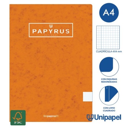 LIBRETAS GRAPA TAPA BLANDA UNIPAPYRUS11 - A4 - 48H - CUADRÍCULA 4X4 - 90G - COLORES SURTIDOS