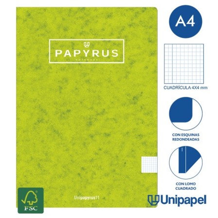 LIBRETAS GRAPA TAPA BLANDA UNIPAPYRUS11 - A4 - 48H - CUADRÍCULA 4X4 - 90G - COLORES SURTIDOS