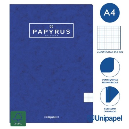 LIBRETAS GRAPA TAPA BLANDA UNIPAPYRUS11 - A4 - 48H - CUADRÍCULA 4X4 - 90G - COLORES SURTIDOS