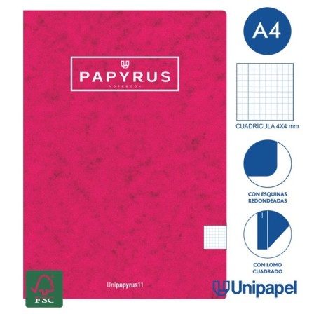 LIBRETAS GRAPA TAPA BLANDA UNIPAPYRUS11 - A4 - 48H - CUADRÍCULA 4X4 - 90G - COLORES SURTIDOS