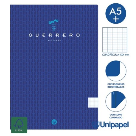 LIBRETAS GRAPA TAPA BLANDA GUERRERO - A5+ - 48H - CUADRÍCULA 4X4 - 90G - COLORES SURTIDOS