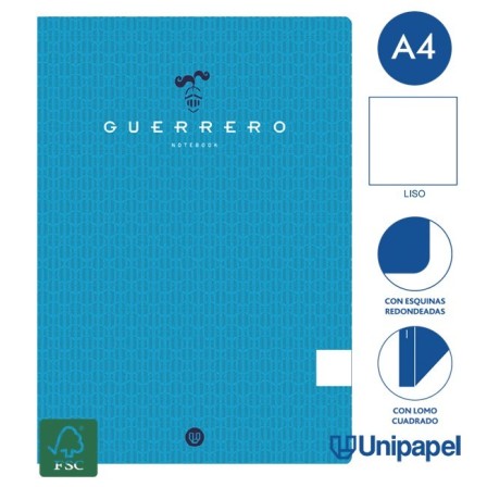 LIBRETAS GRAPA TAPA BLANDA GUERRERO - A4 - 48H -LISO - 90G - COLORES SURTIDOS