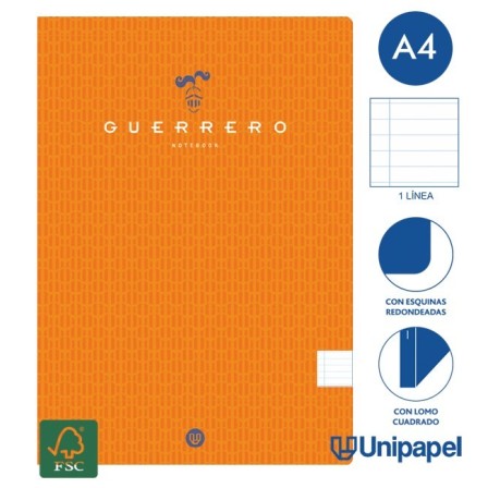 LIBRETAS GRAPA TAPA BLANDA GUERRERO - A4 - 48H - 1 LÍNEA - 90G - COLORES SURTIDOS
