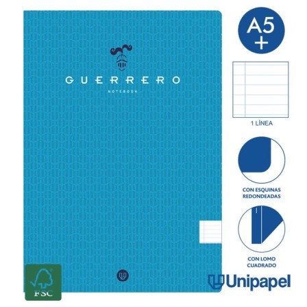 LIBRETAS GRAPA TAPA BLANDA GUERRERO - A5+ - 48H - 1 LÍNEA - 90G - C...
