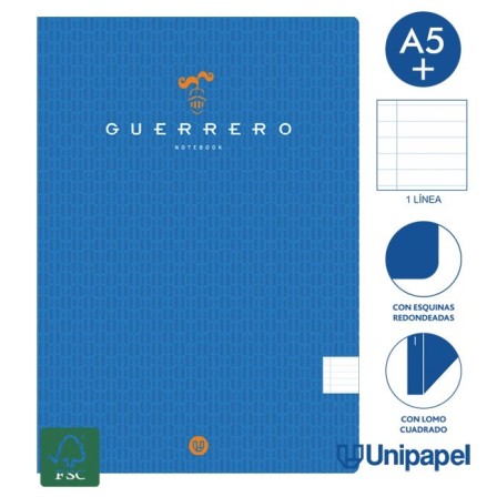 LIBRETAS GRAPA TAPA BLANDA GUERRERO - A5+ - 48H - 1 LÍNEA - 90G - C...