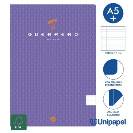 LIBRETAS GRAPA TAPA BLANDA GUERRERO - A5+ - 48H - PAUTA 3,5MM - 90G - COLORES SURTIDOS