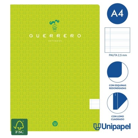LIBRETAS GRAPA TAPA BLANDA GUERRERO - A4 - 48H - PAUTA 2,5MM - 90G - COLORES SURTIDOS