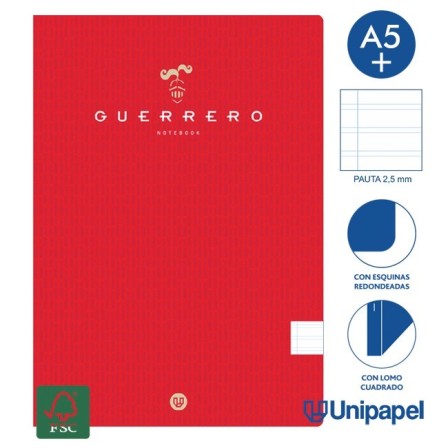 LIBRETAS GRAPA TAPA BLANDA GUERRERO - A5+ - 48H - PAUTA 2,5MM - 90G - COLORES SURTIDOS