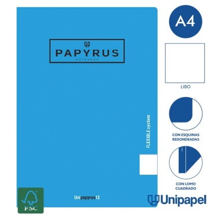 LIBRETAS GRAPA TAPA POLIPROPILENO PAPYRUS - A4 - 48H - LISO - 90G - COLORES SURTIDOS