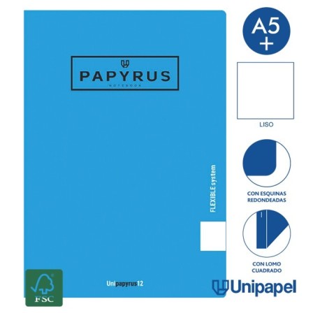LIBRETAS GRAPA TAPA POLIPROPILENO PAPYRUS - A5+ - 48H - LISO - 90G - COLORES SURTIDOS