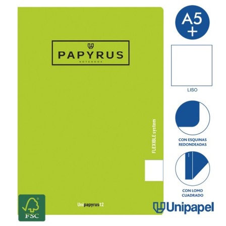 LIBRETAS GRAPA TAPA POLIPROPILENO PAPYRUS - A5+ - 48H - LISO - 90G ...
