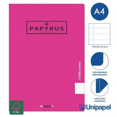 LIBRETAS GRAPA TAPA POLIPROPILENO PAPYRUS - A4 - 48H - PAUTA 2,5MM - 90G - COLORES SURTIDOS