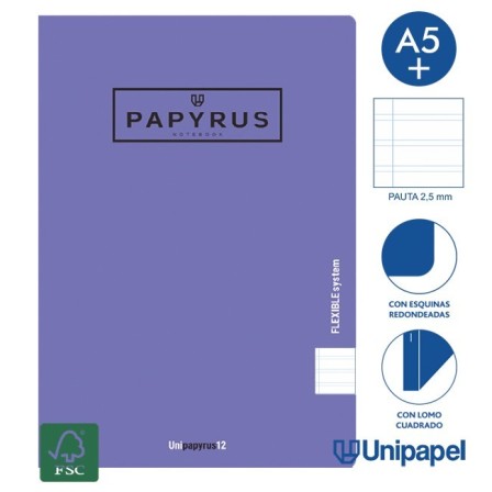 LIBRETAS GRAPA TAPA POLIPROPILENO PAPYRUS - A5+ - 48H - PAUTA 2,5MM - 90G - COLORES SURTIDOS
