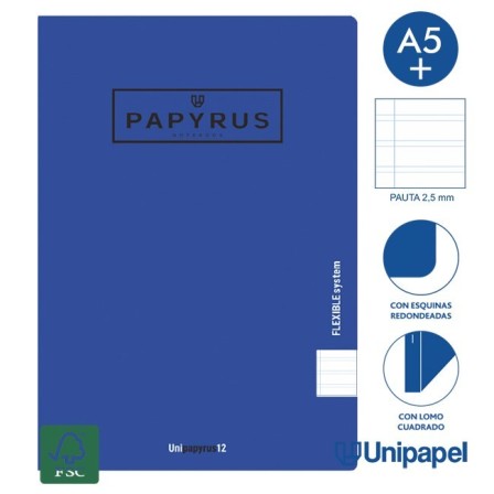 LIBRETAS GRAPA TAPA POLIPROPILENO PAPYRUS - A5+ - 48H - PAUTA 2,5MM - 90G - COLORES SURTIDOS