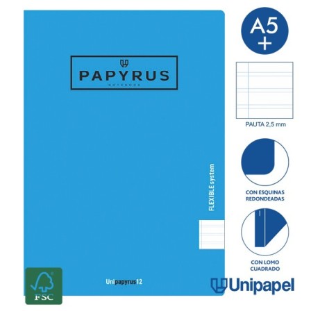 LIBRETAS GRAPA TAPA POLIPROPILENO PAPYRUS - A5+ - 48H - PAUTA 2,5MM - 90G - COLORES SURTIDOS