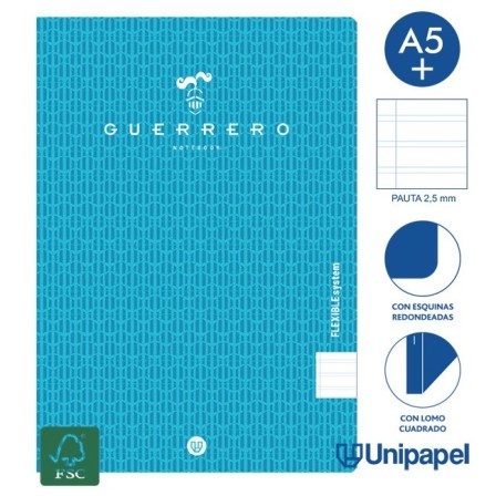 LIBRETAS GRAPA TAPA POLIPROPILENO GUERRERO - A5+ - 48H - PAUTA 2,5MM - 90G - COLORES SURTIDOS