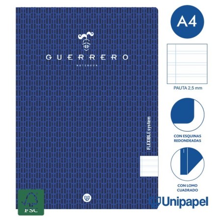LIBRETAS GRAPA TAPA POLIPROPILENO GUERRERO - A4 - 48H - PAUTA 2,5MM...