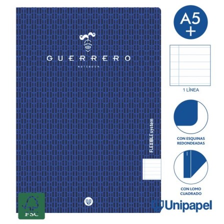 LIBRETAS GRAPA TAPA POLIPROPILENO GUERRERO - A5+ - 48H - 1 LÍNEA - 90G - COLORES SURTIDOS