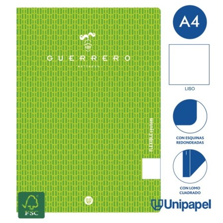LIBRETAS GRAPA TAPA POLIPROPILENO GUERRERO - A4 - 48H - LISO - 90G - COLORES SURTIDOS