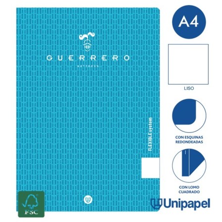LIBRETAS GRAPA TAPA POLIPROPILENO GUERRERO - A4 - 48H - LISO - 90G - COLORES SURTIDOS