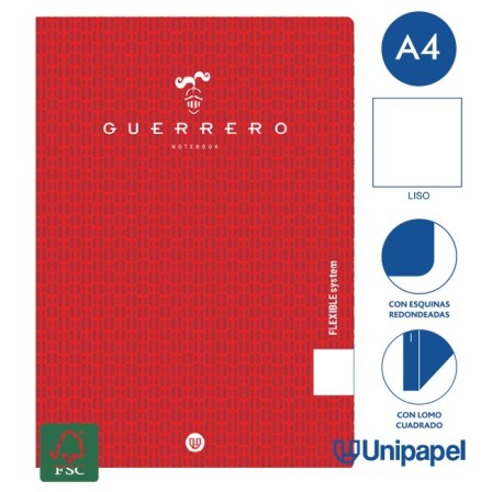 LIBRETAS GRAPA TAPA POLIPROPILENO GUERRERO - A4 - 48H - LISO - 90G - COLORES SURTIDOS