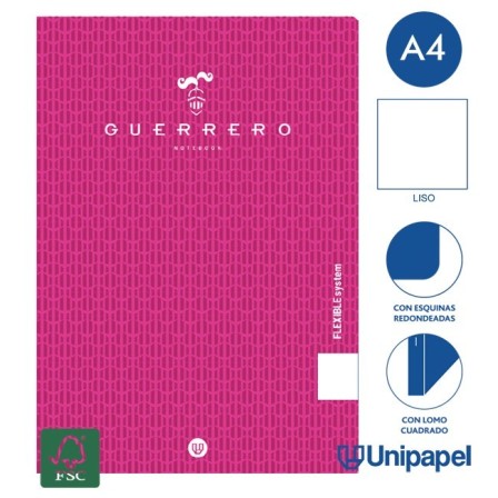 LIBRETAS GRAPA TAPA POLIPROPILENO GUERRERO - A4 - 48H - LISO - 90G - COLORES SURTIDOS
