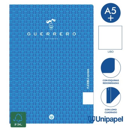 LIBRETAS GRAPA TAPA POLIPROPILENO GUERRERO - A5+ - 48H - LISO - 90G - COLORES SURTIDOS
