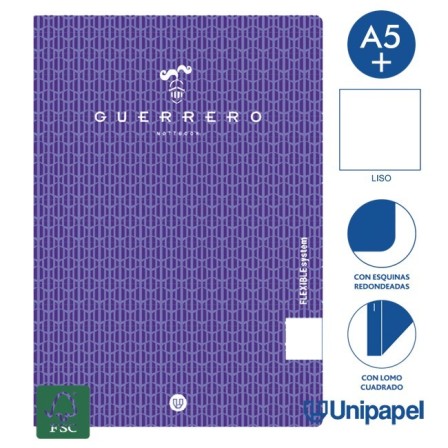 LIBRETAS GRAPA TAPA POLIPROPILENO GUERRERO - A5+ - 48H - LISO - 90G - COLORES SURTIDOS