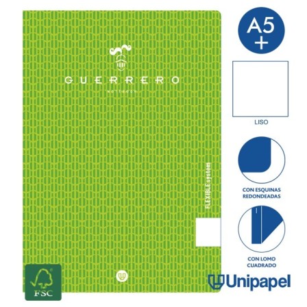 LIBRETAS GRAPA TAPA POLIPROPILENO GUERRERO - A5+ - 48H - LISO - 90G - COLORES SURTIDOS