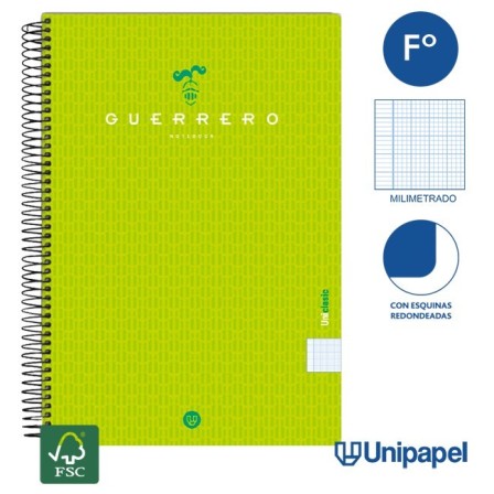 CUADERNO ESPIRAL  TAPA  BLANDA  GUERRERO01-UNICLASIC - FOLIO - 80H - MILIMETRADO - 90G - COLORES SURTIDOS