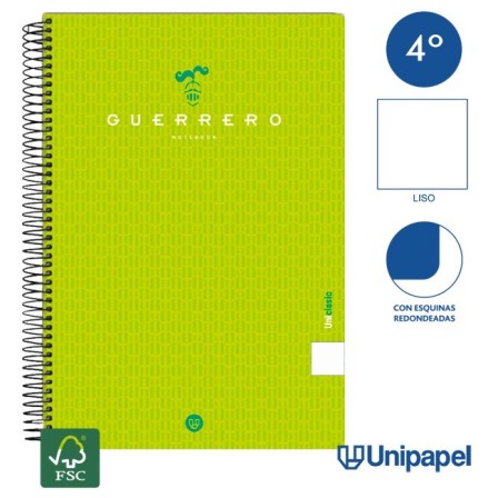 CUADERNO ESPIRAL  TAPA  BLANDA  GUERRERO01-UNICLASIC - CUARTO - 80H - LISO - 90G - COLORES SURTIDOS