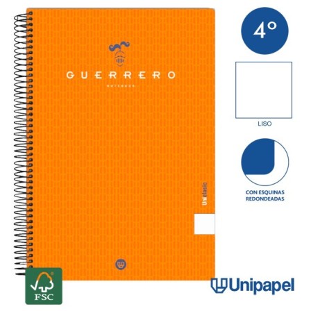 CUADERNO ESPIRAL  TAPA  BLANDA  GUERRERO01-UNICLASIC - CUARTO - 80H - LISO - 90G - COLORES SURTIDOS
