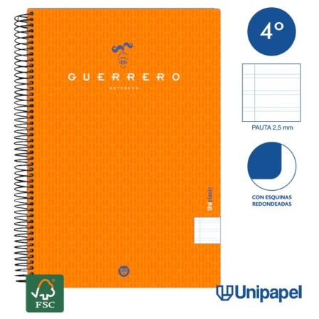 CUADERNO ESPIRAL  TAPA  BLANDA  GUERRERO01-UNICLASIC - CUARTO - 80H - PAUTA 2