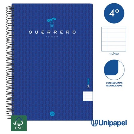 CUADERNO ESPIRAL  TAPA  BLANDA  GUERRERO01-UNICLASIC - CUARTO - 80H - 1 LINEA - 90G - COLORES SURTIDOS