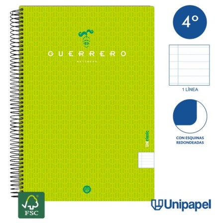 CUADERNO ESPIRAL  TAPA  BLANDA  GUERRERO01-UNICLASIC - CUARTO - 80H - 1 LINEA - 90G - COLORES SURTIDOS