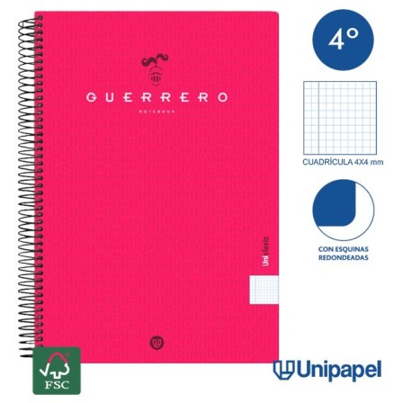 CUADERNO ESPIRAL  TAPA  BLANDA  GUERRERO01-UNICLASIC - CUARTO - 80H - 4X4 - 90G - COLORES SURTIDOS