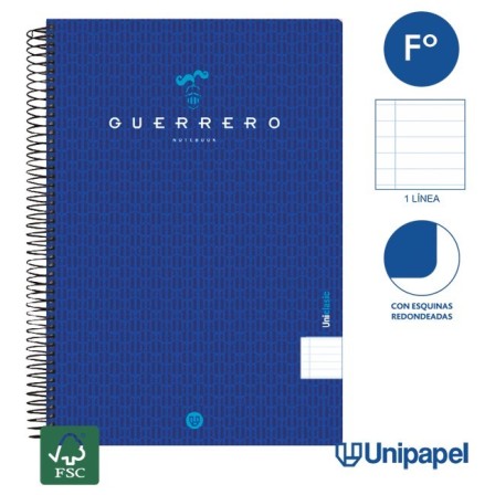 CUADERNO ESPIRAL  TAPA  POLIPROPILENO GUERRERO08-UNICLASIC - FOLIO - 80H - 1 LINEA - 90G - COLORES SURTIDOS