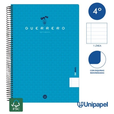 CUADERNO ESPIRAL  TAPA  POLIPROPILENO GUERRERO08-UNICLASIC - CUARTO - 80H - 1 LINEA - 90G - COLORES SURTIDOS