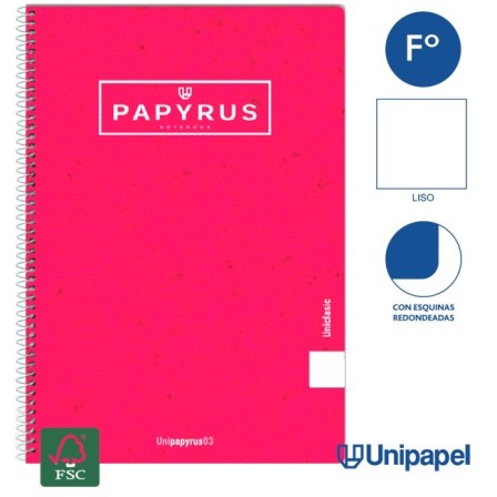 CUADERNO ESPIRAL  TAPA CONTRACOLADA PAPYRUS03-UNICLASIC - FOLIO - 80H - LISO - 90G - COLORES SURTIDOS