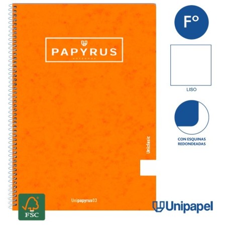 CUADERNO ESPIRAL  TAPA CONTRACOLADA PAPYRUS03-UNICLASIC - FOLIO - 80H - LISO - 90G - COLORES SURTIDOS