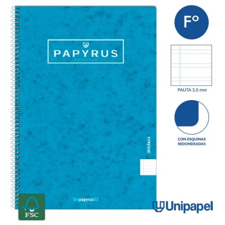 CUADERNO ESPIRAL  TAPA CONTRACOLADA PAPYRUS03-UNICLASIC - FOLIO - 80H - PAUTA 3